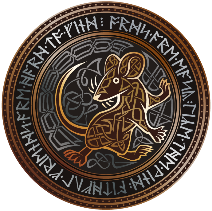 Part of a series of Illustrations of various knotwork animals. The text along the edge reads "Words are easy, like the wind. Faithful friends are hard to find" - William Shakespeare